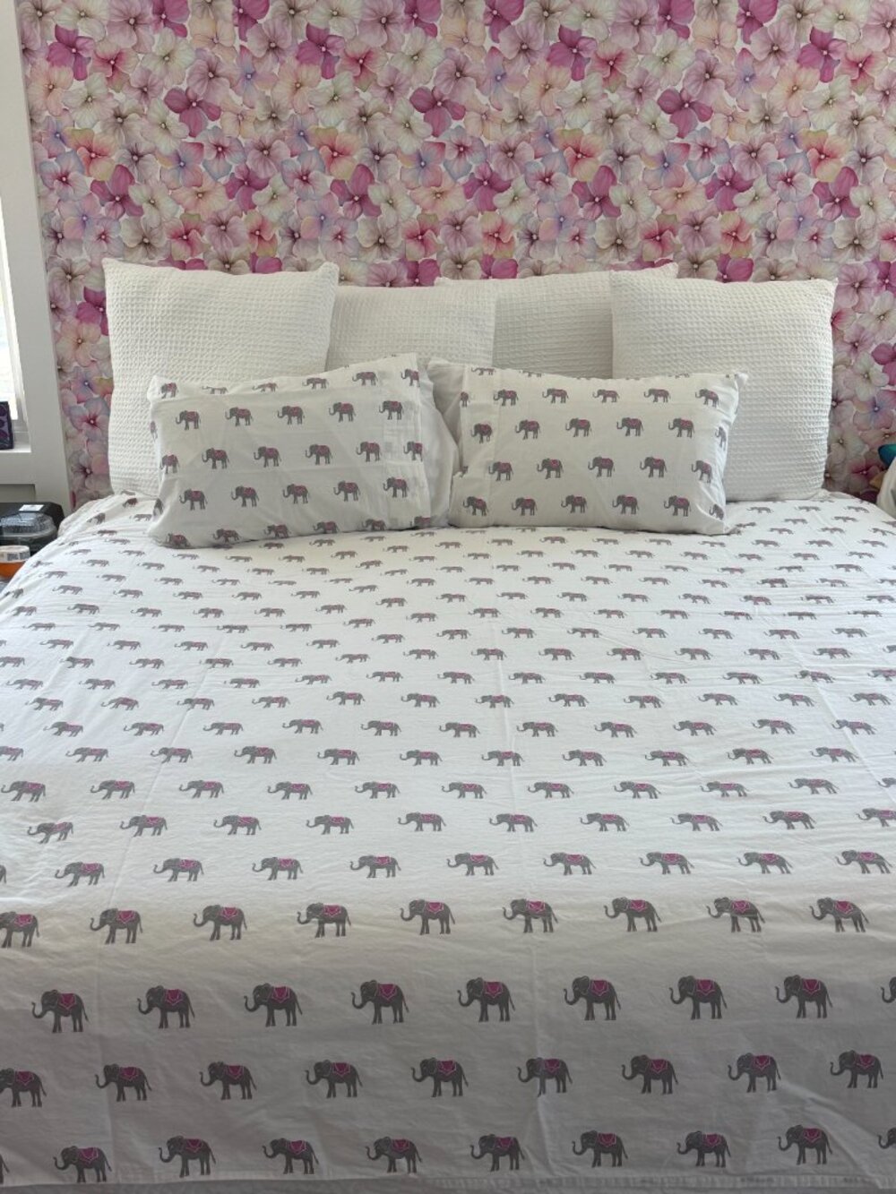 Martha Stewart Elephant Full Flat Sheet Pillowcase Pair Cotton Bedding Linen Set